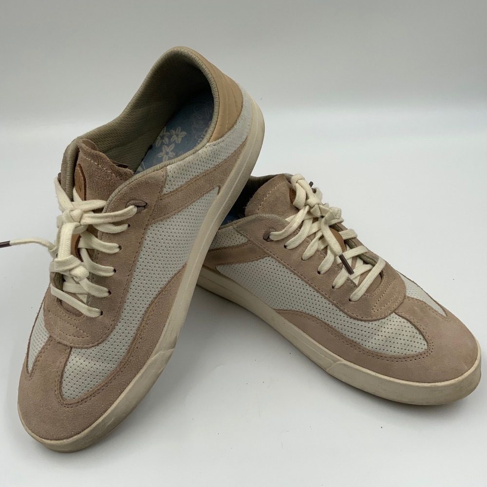 OluKai Pehuea Li Womens Mesh Suede Sneakers Tan Beige 20379-4040